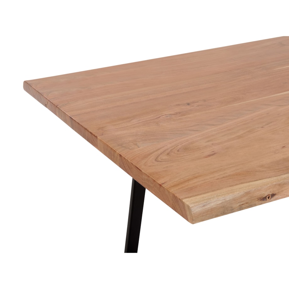 Stół do jadalni akacjowy 200 x 100 cm jasne drewno z czarnym JAIPUR