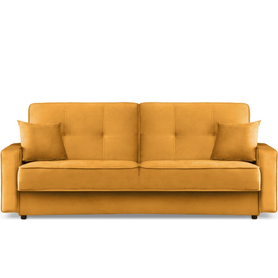 KONSIMO ORIO Rozkładana sofa w kolorze żółtym do salonu