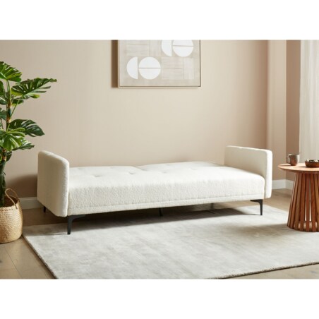 Sofa rozkładana LUCAN Złamana biel Boucle