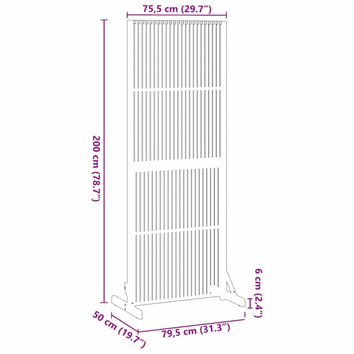 vidaXL Ekran prywatności Brązowy 79,5 x 50 x 200 cm
