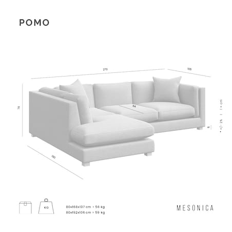 Pomo sofa narożna lewa Zielona