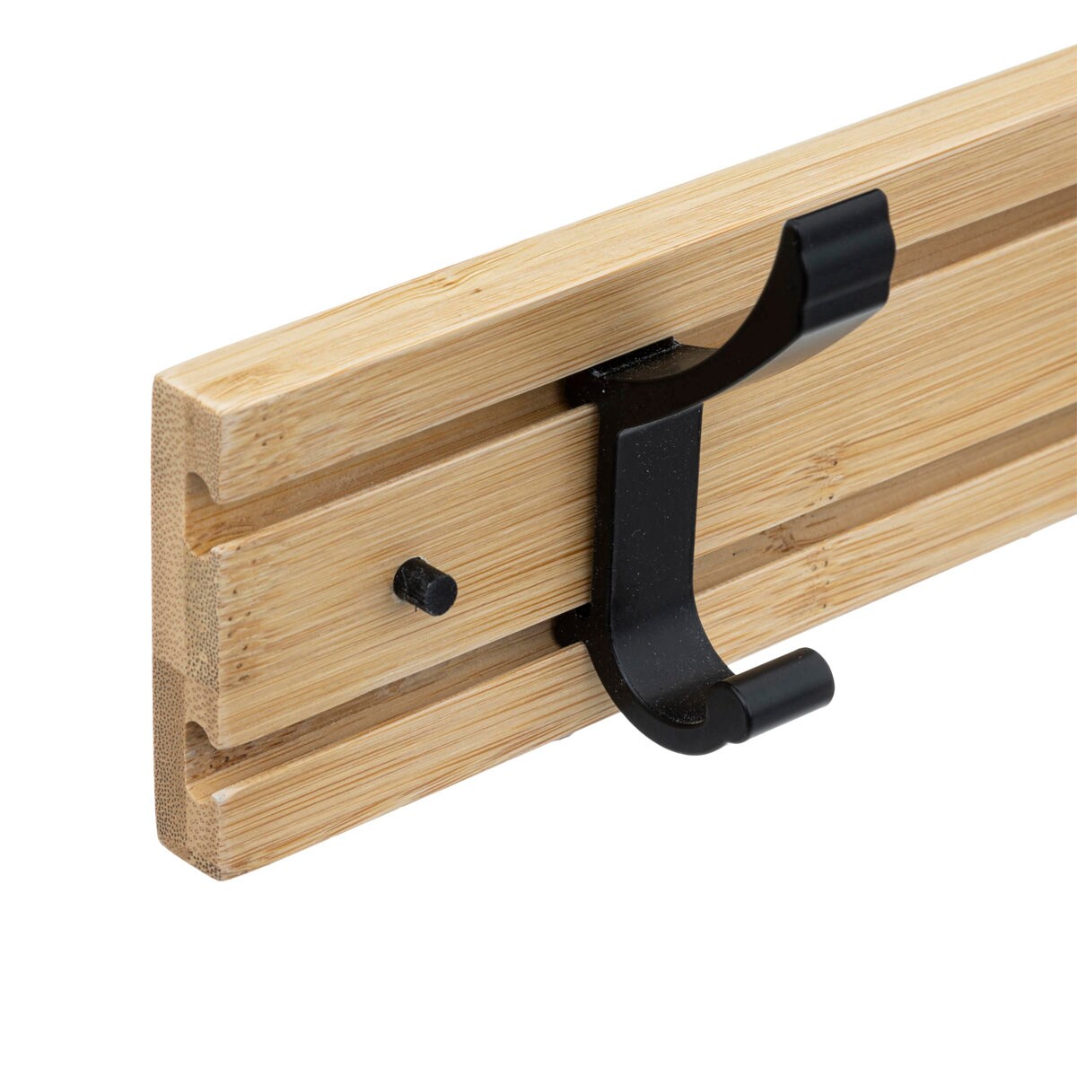 Bambusowy wieszak ścienny z 4 podwójnymi haczykami, 40 cm