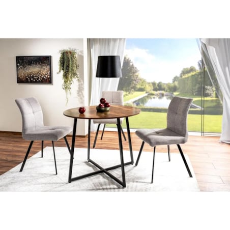 Stół okrągły LUNA 90x90 brąz rustykalny/czarny