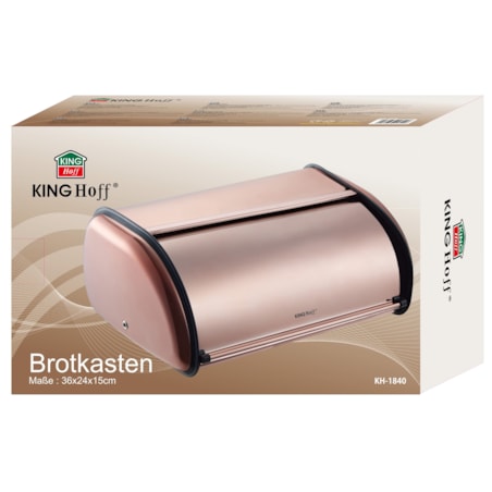 Chlebak stalowy mały 36cm różowe złoto matowy pojemnik na chleb pieczywo bułki KINGHOFF