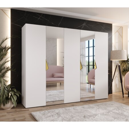 Szafa uchylna z lustrem Sandi 2 250 wys 202 cm Biały + u Złoty