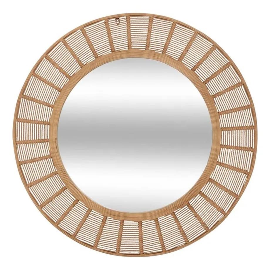 Lustro ścienne, okrągłe, bambus, 91 cm, Zelie