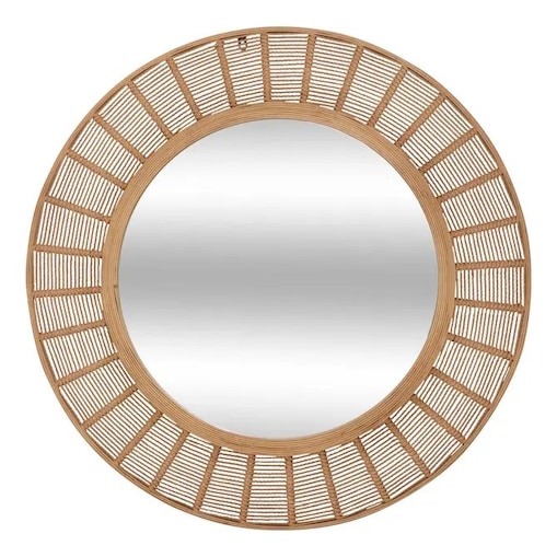 Lustro ścienne, okrągłe, bambus, 91 cm, Zelie