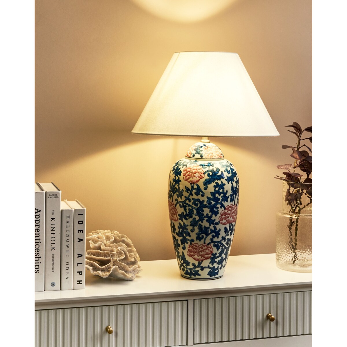 Lampa stołowa VERUSA Porcelana Biały/ niebieski