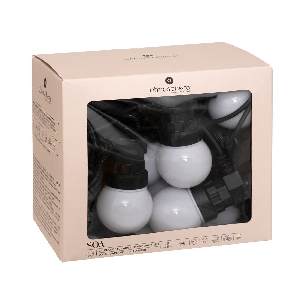Girlanda solarna LED, SOA, 10 żarówek, 8 m