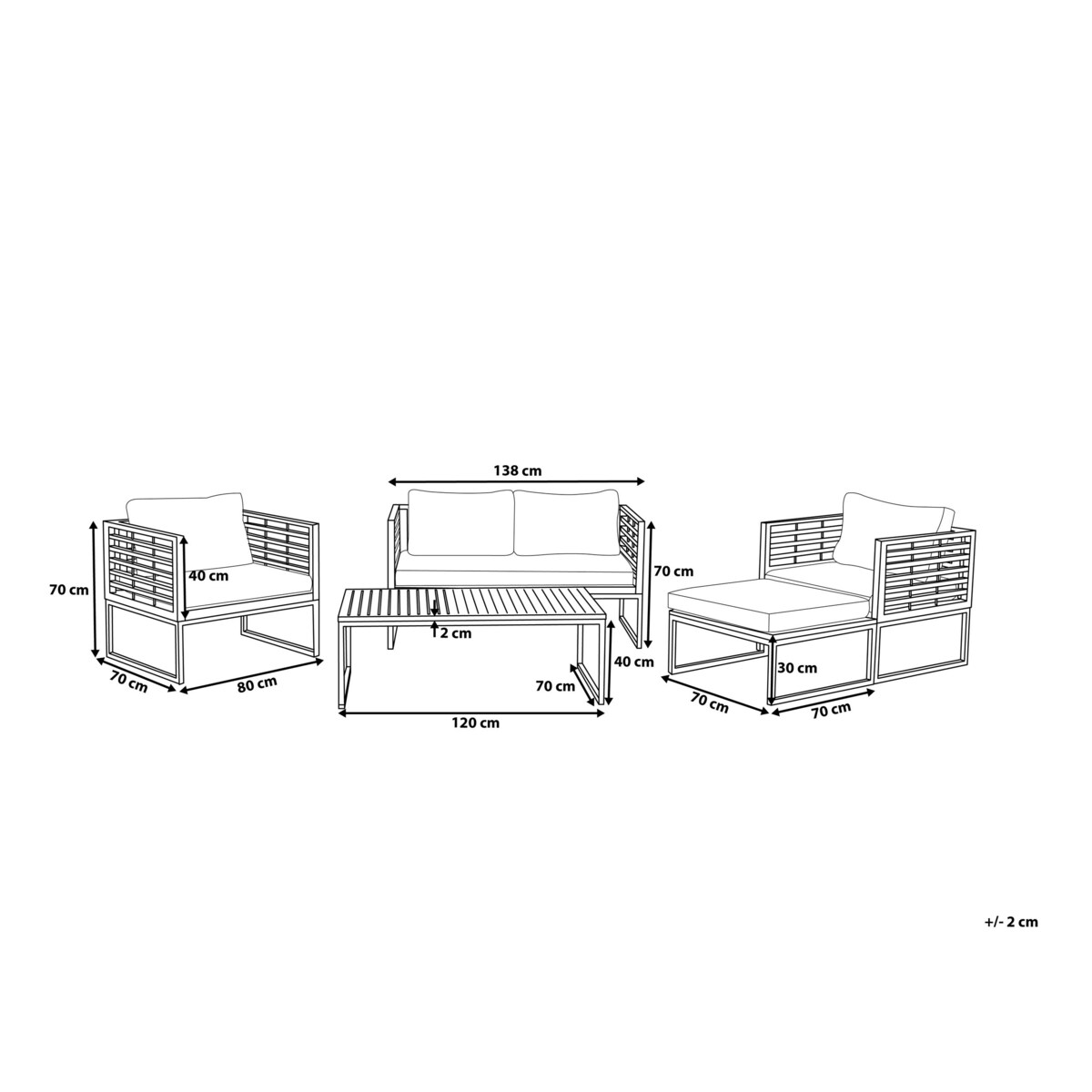 Zestaw ogrodowy drewniany 4-osobowy biały BERMUDA
