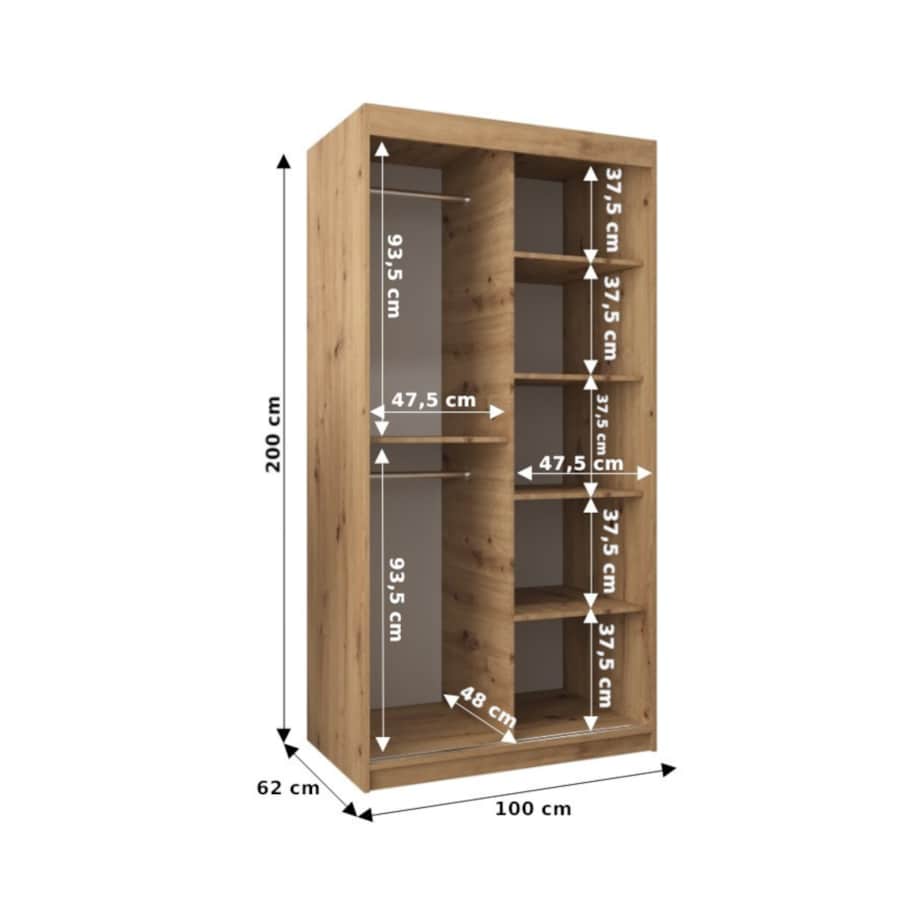 Szafa przesuwna Garderoba MARMUR T2 100 gł. 62 czarny