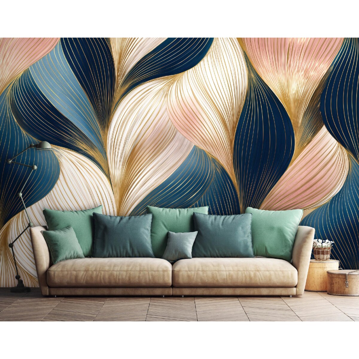 Fototapeta Do Sypialni Salonu Na Flizelinie Art Deco Złoto Niebieski 250x175