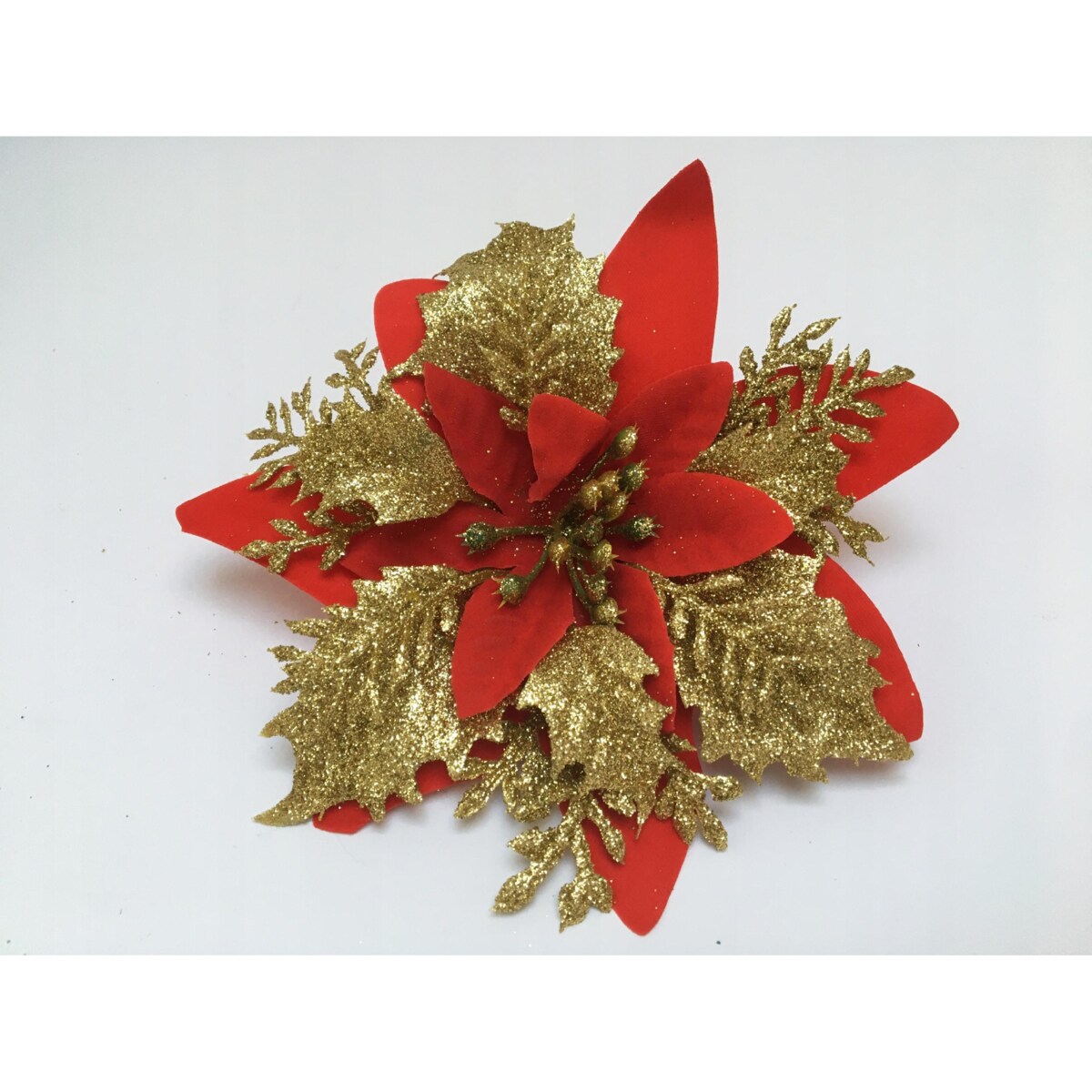 KWIAT GWIAZDA BETLEJEMSKA czerwona na stroik bukiet święta brokatowa 6szt