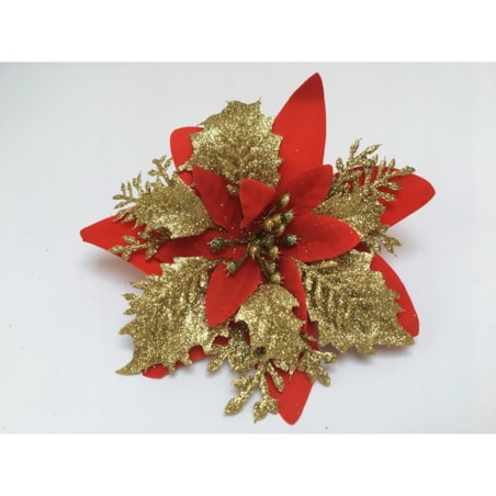 KWIAT GWIAZDA BETLEJEMSKA czerwona na stroik bukiet święta brokatowa 6szt