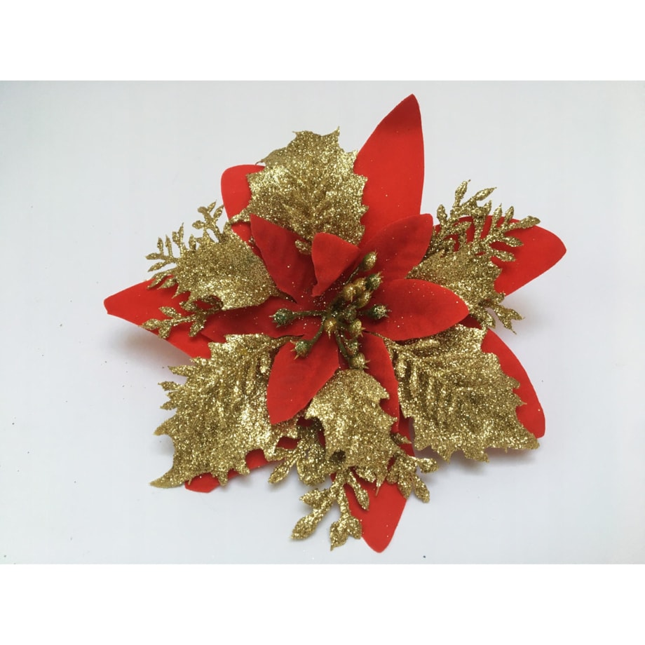 KWIAT GWIAZDA BETLEJEMSKA czerwona na stroik bukiet święta brokatowa 6szt