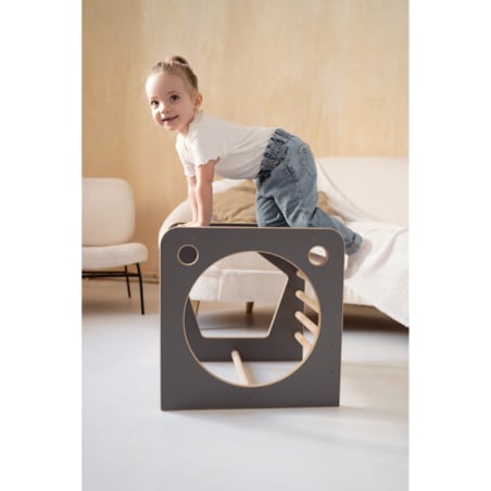 Kostka Wielozadaniowa + krzesełko - szara