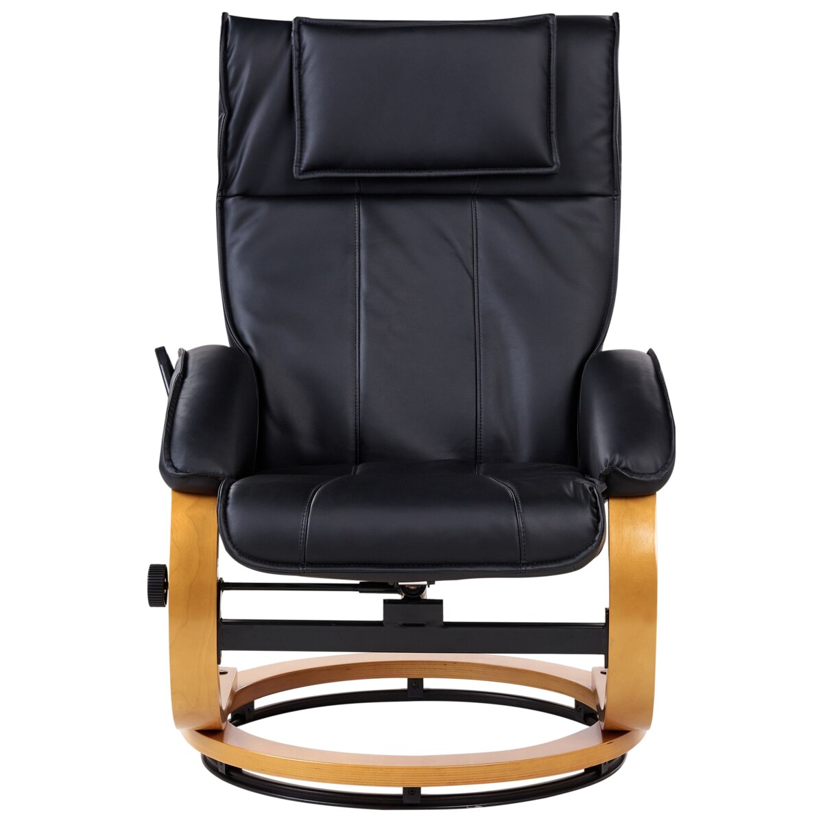 Fotel z masażem MAJESTIC Z podnóżkiem Ekoskóra Czarny