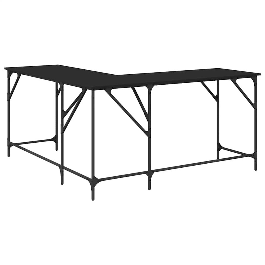 vidaXL Biurko, czarne, 149x149x75 cm, materiał drewnopochodny