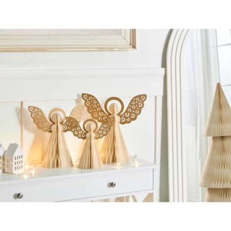 Zestaw 3 figurek dekoracyjnych EIRA Anioł 24/28/33 cm Beżowy