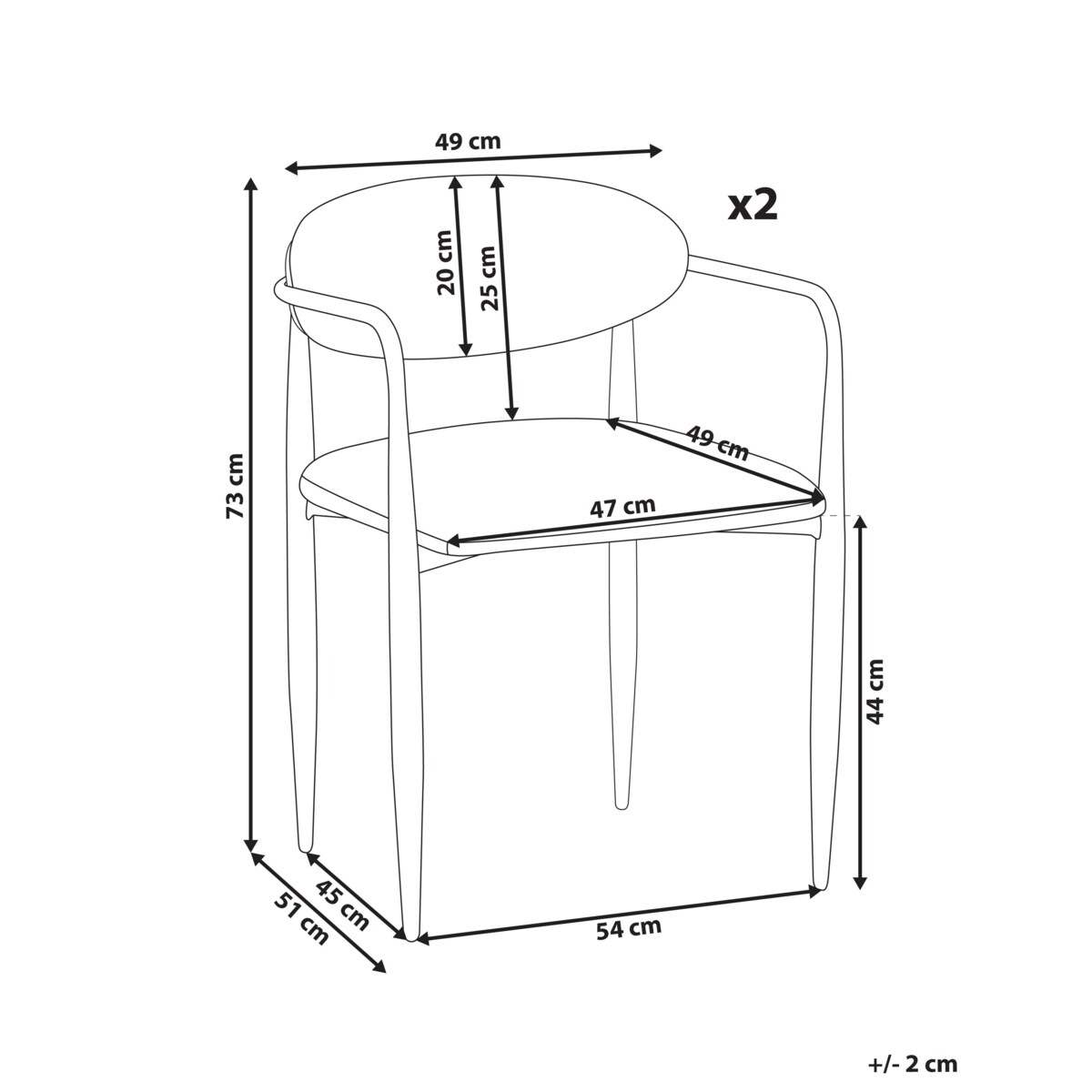 Zestaw 2 krzeseł do jadalni TANEVIK Złamana biel