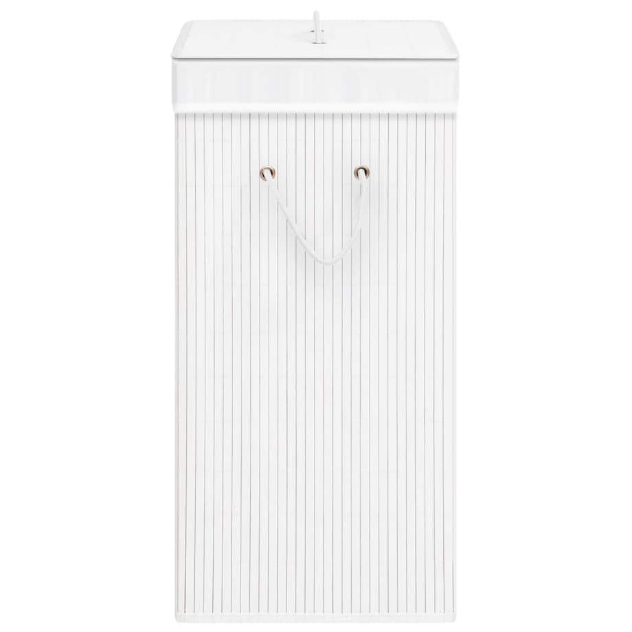 vidaXL Bambusowy kosz na pranie z 2 przegrodami, biały, 72 L