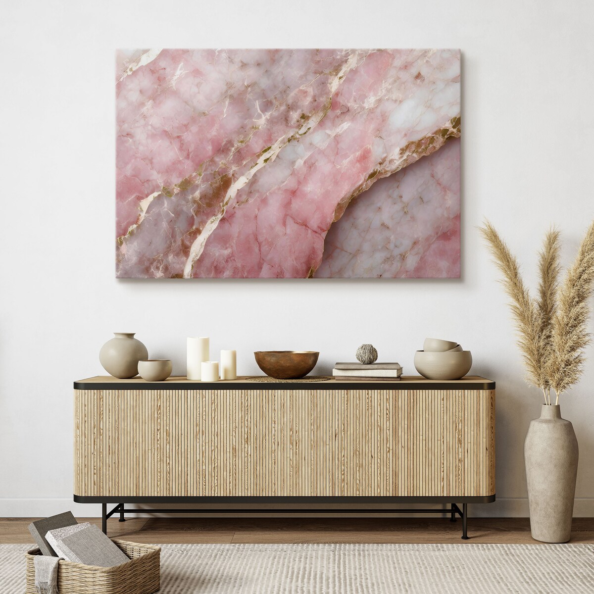 OBRAZ DO SYPIALNI IMITACJA KAMIENIA RÓŻOWY MARMUR STYL GLAMOUR 40x30cm