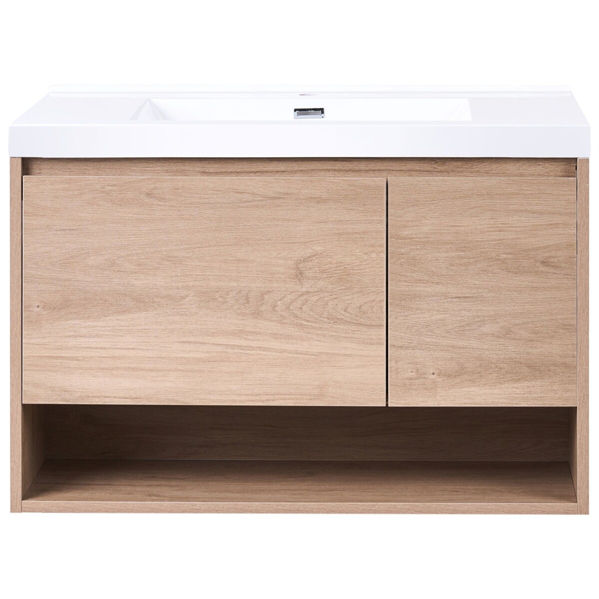 Szafka łazienkowa wisząca z umywalką UMAYO 90 cm Jasnobrązowy