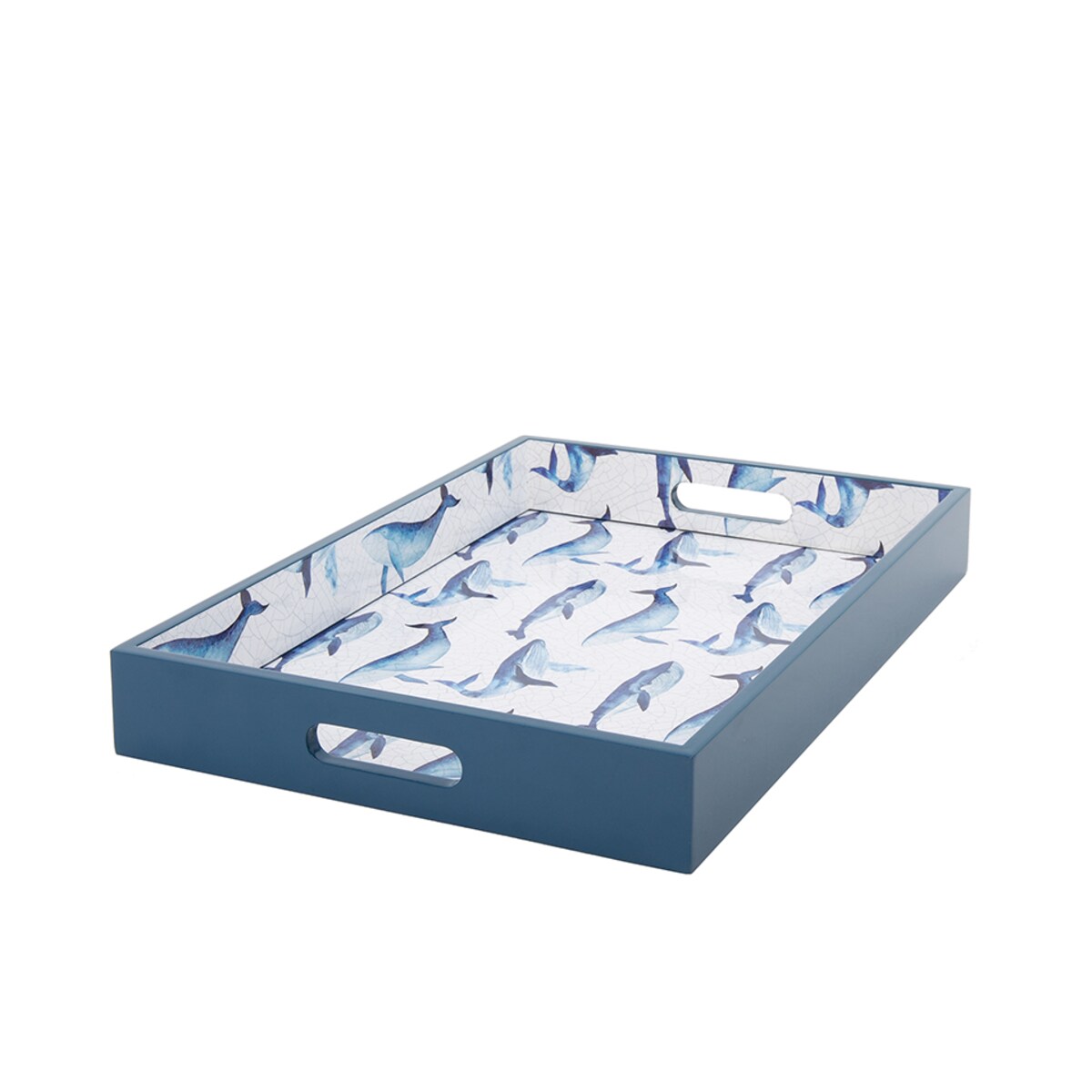 Taca dekoracyjna duża SHP WHALE 40x30 niebieska biała