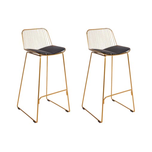 Zestaw 2 krzeseł barowych PENSACOLA Metal Złoty