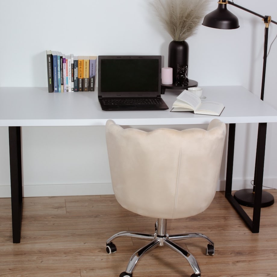 Fotel biurowy krzesło obrotowe muszelka regulowane welurowe