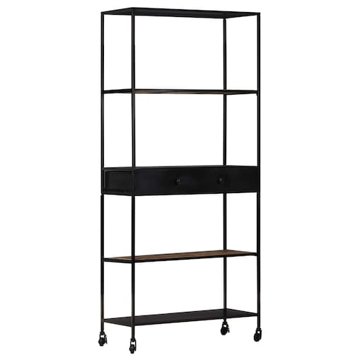 vidaXL Regał na książki, 80x35x180 cm, surowe drewno mango i żelazo