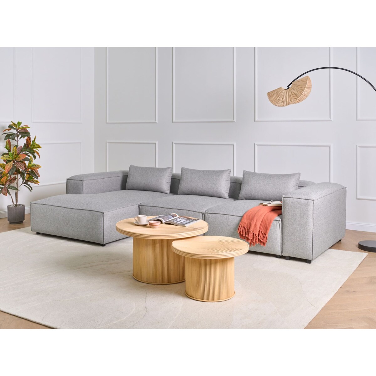 Narożnik modułowy dla 4 osób BRANDE Szary Prawostronny