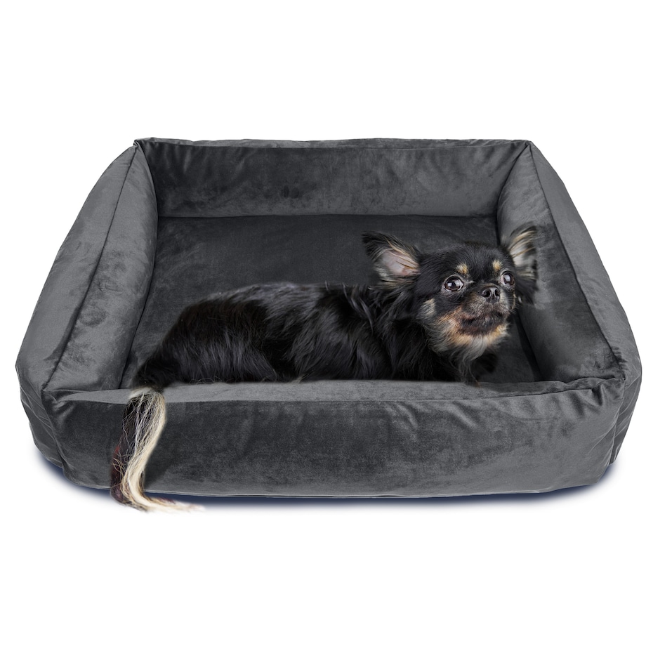 Legowisko Dla Psa Kanapa Posłanie Welurowe 70X60 Cm Prestiżowe Szare