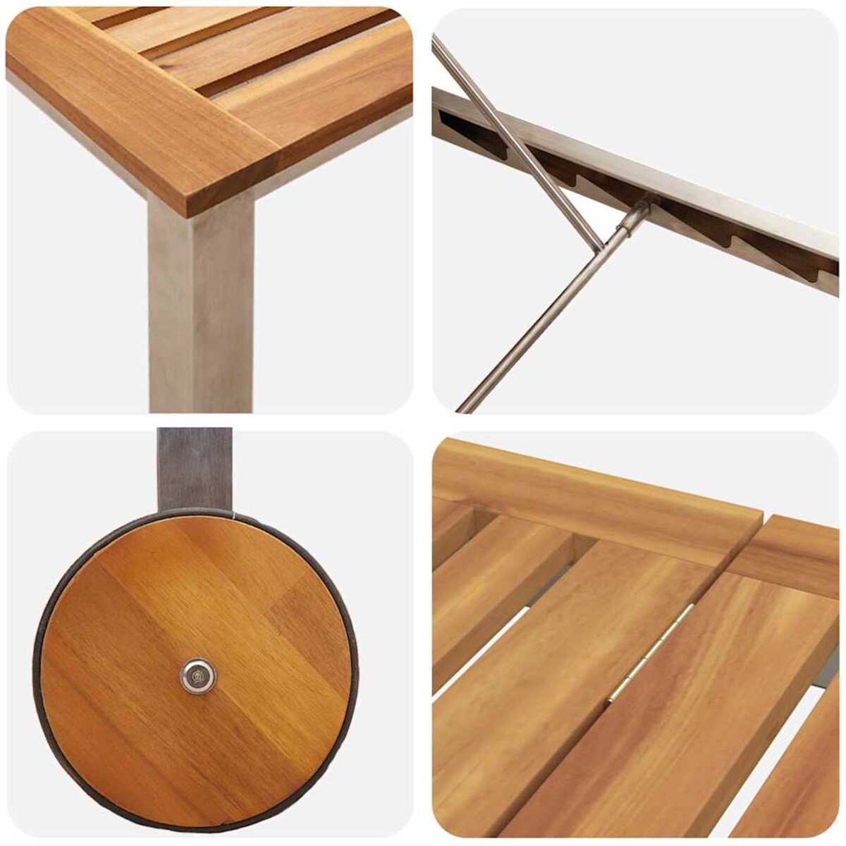 vidaXL Leżak 1-osoba Brązowy 207 x 58 x 35cm Lite drewno akacjowe