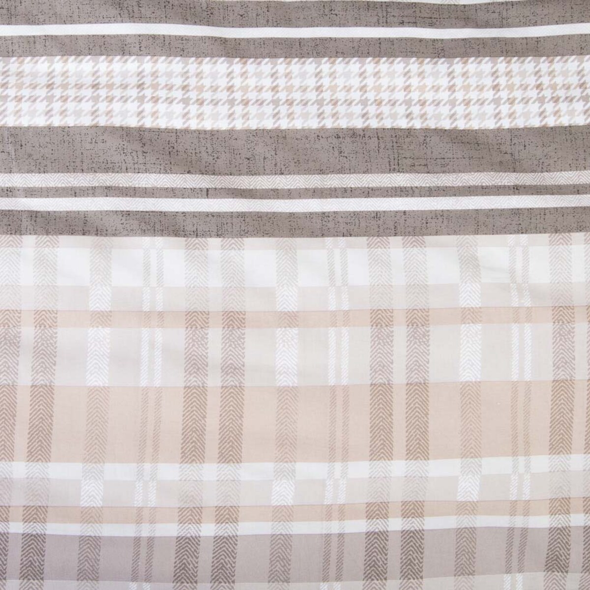 Pościel bawełniana 220x200 Linea w beżowe pasy i kratkę, Cottonlove