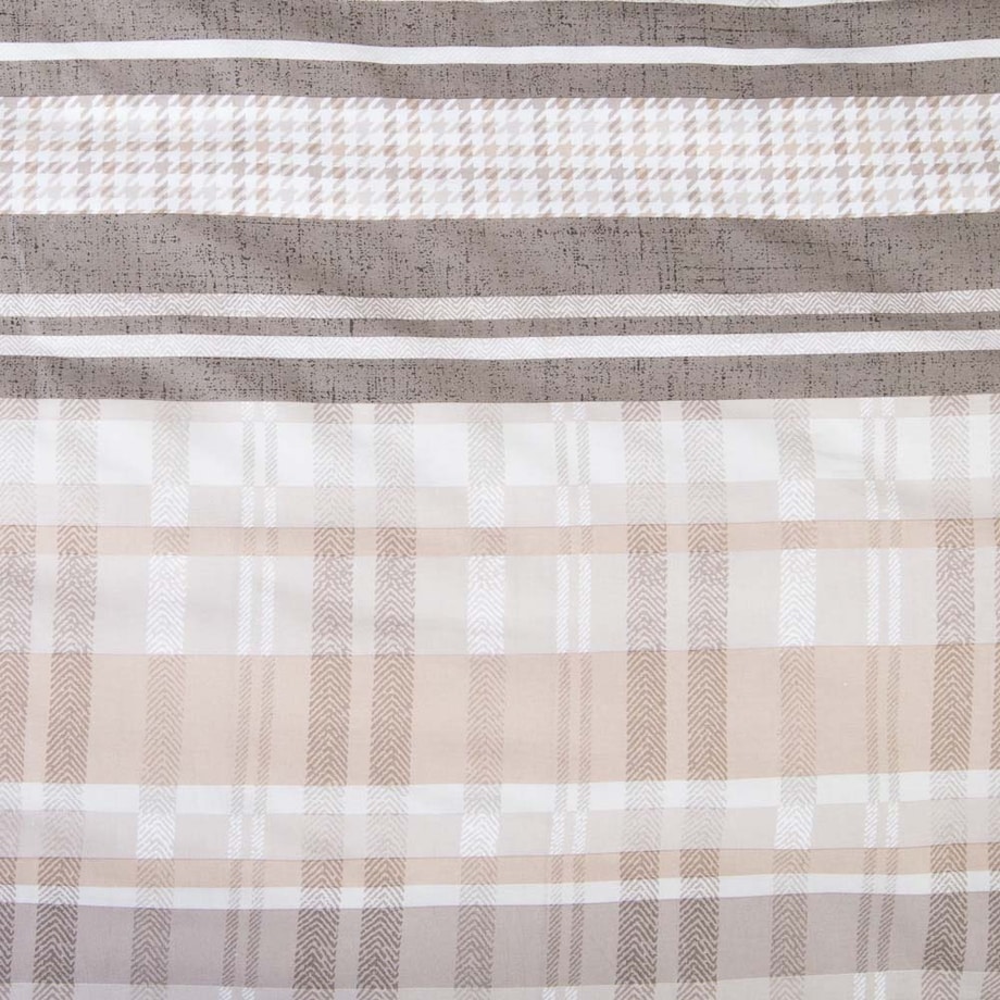 Pościel bawełniana 220x200 Linea w beżowe pasy i kratkę, Cottonlove