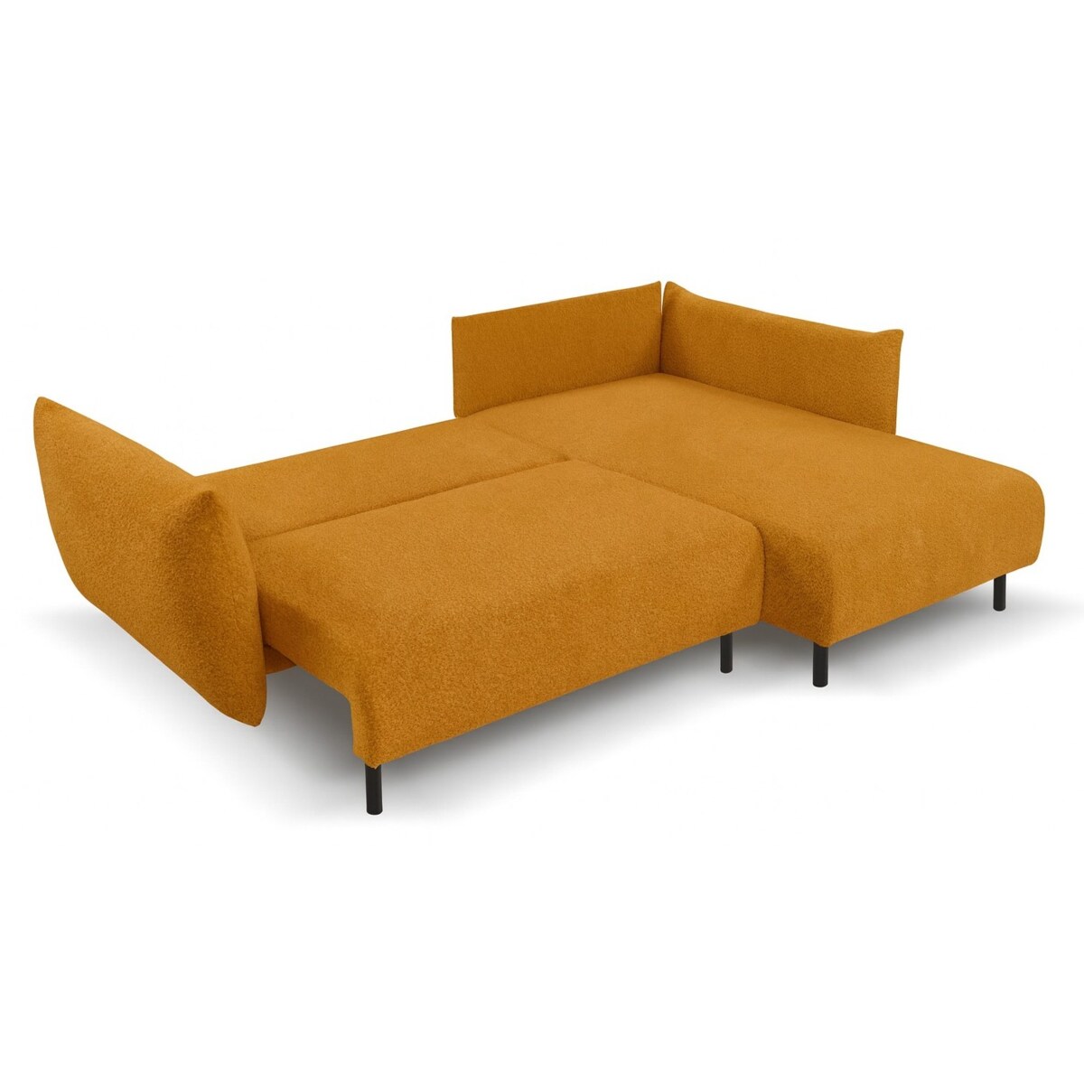 Narożnik DELI z funkcją spania na nóżkach, prawostronny, pomarańczowy