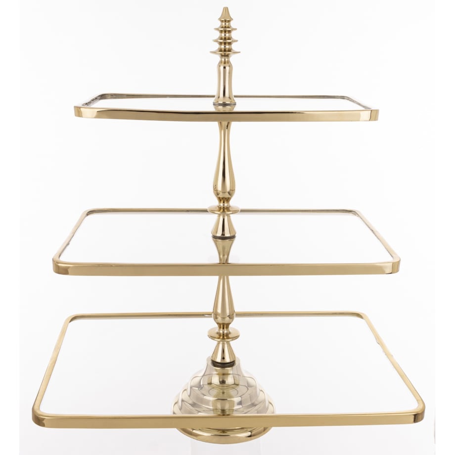 Patera 3-poziomowa szklana 55x47x31 cm ETERA-3 złota