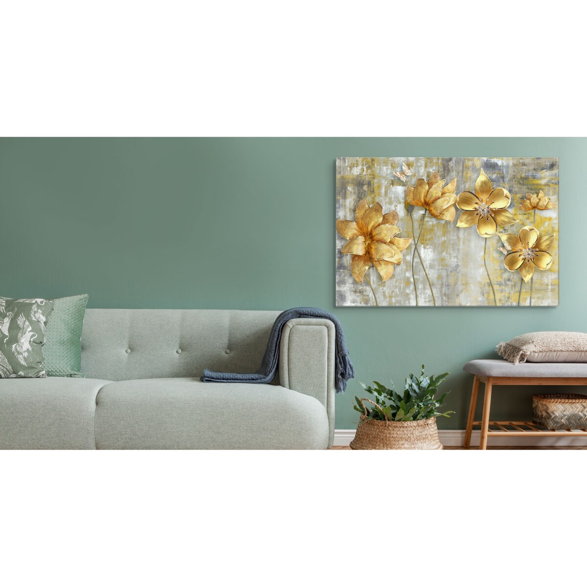 Obraz na płótnie kwiaty na betonie 120x80cm