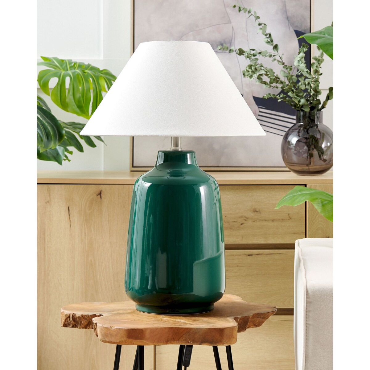 Lampa stołowa ceramiczna zielona CARETA