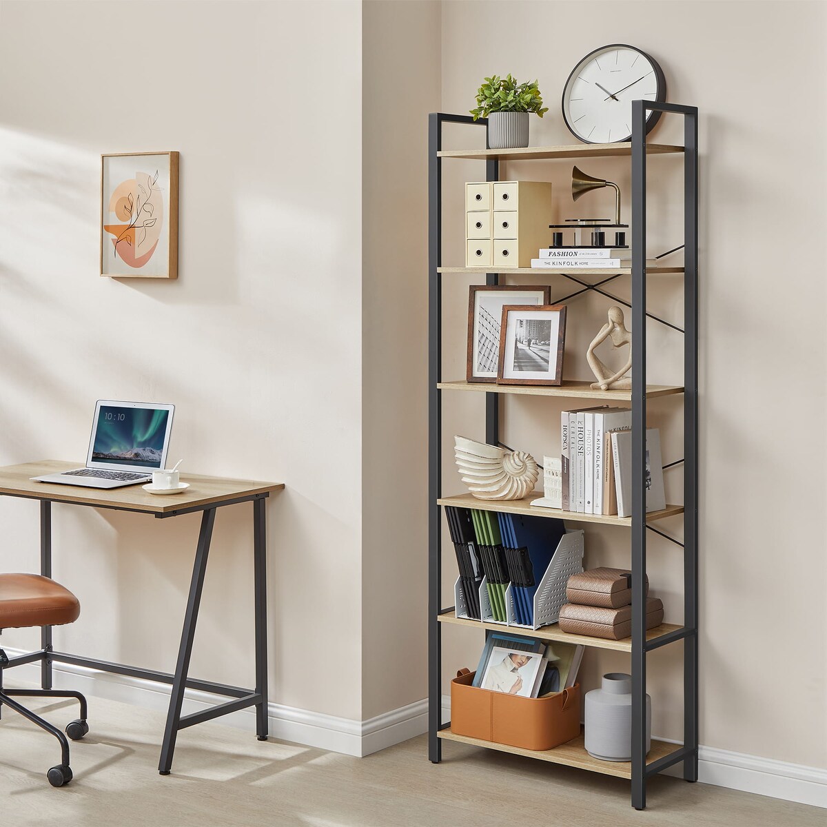 Regał Półka Na Książki 66X30X153 Cm Sonoma, Czarny