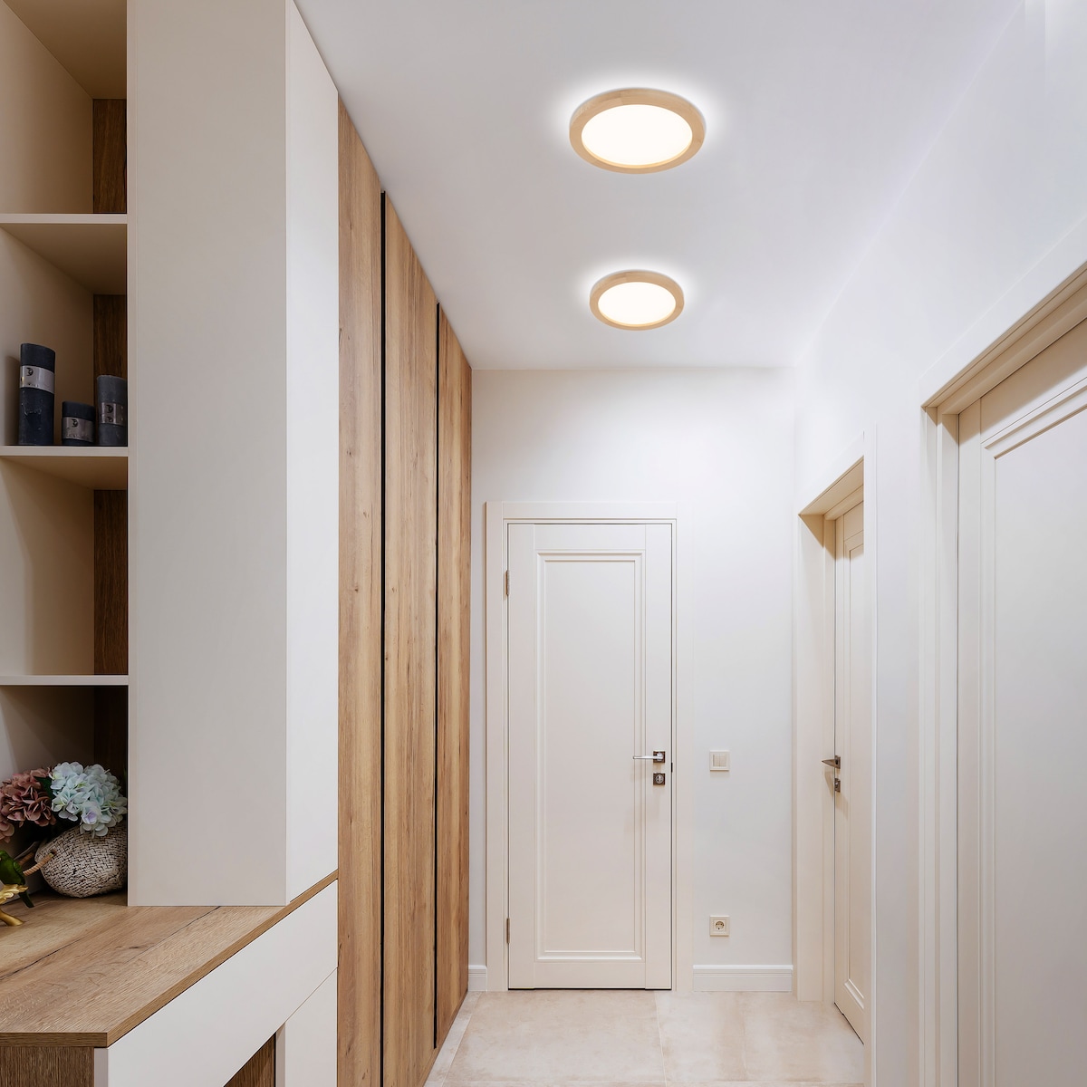 Plafon łazienkowy LED 24W IP54 TK Lighting Aqua Wood Buk 32,5 cm 2565 lm 3000/4000/6500K biały/drewno