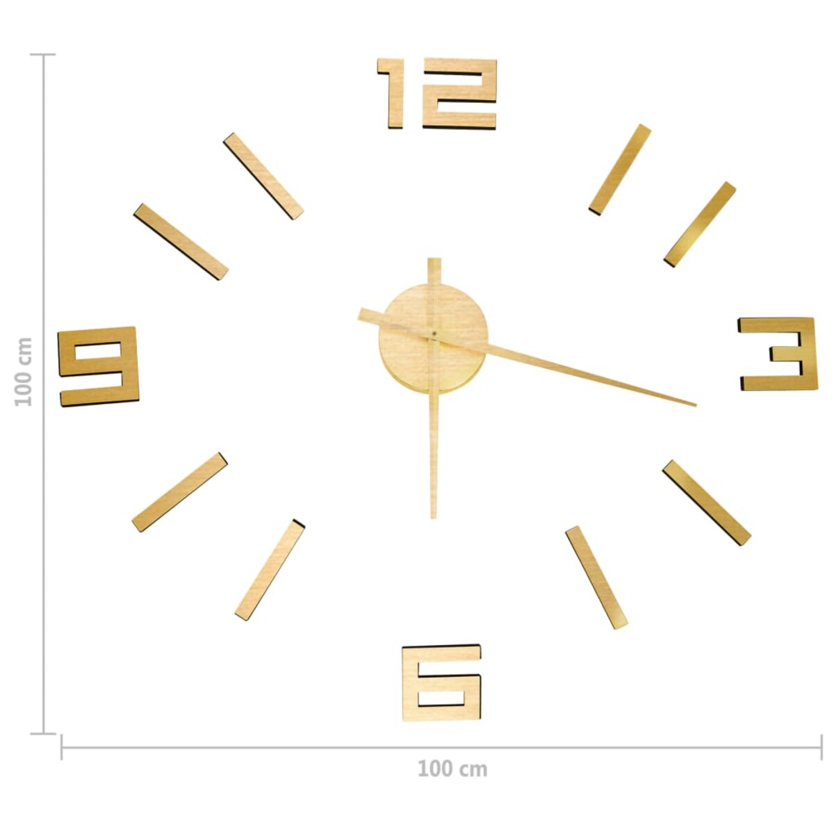 vidaXL Zegar ścienny 3D, nowoczesny design, złoty, 100 cm, XXL