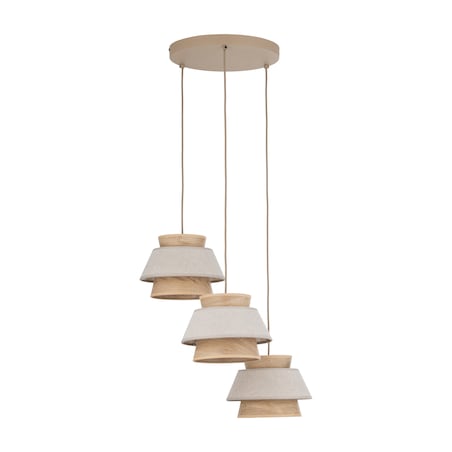 Lampa Wisząca Na Kole Tk Lighting Kalum Len Fornir 3Xe27 Skandynawski, Boho, Japandi