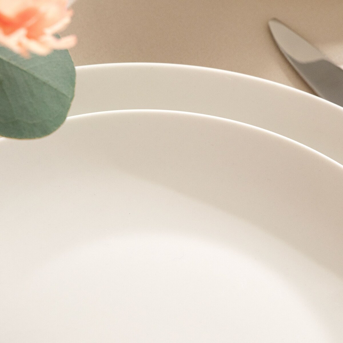 KONSIMO AD BELLA, Talerz deserowy 6 szt., kolor ecru