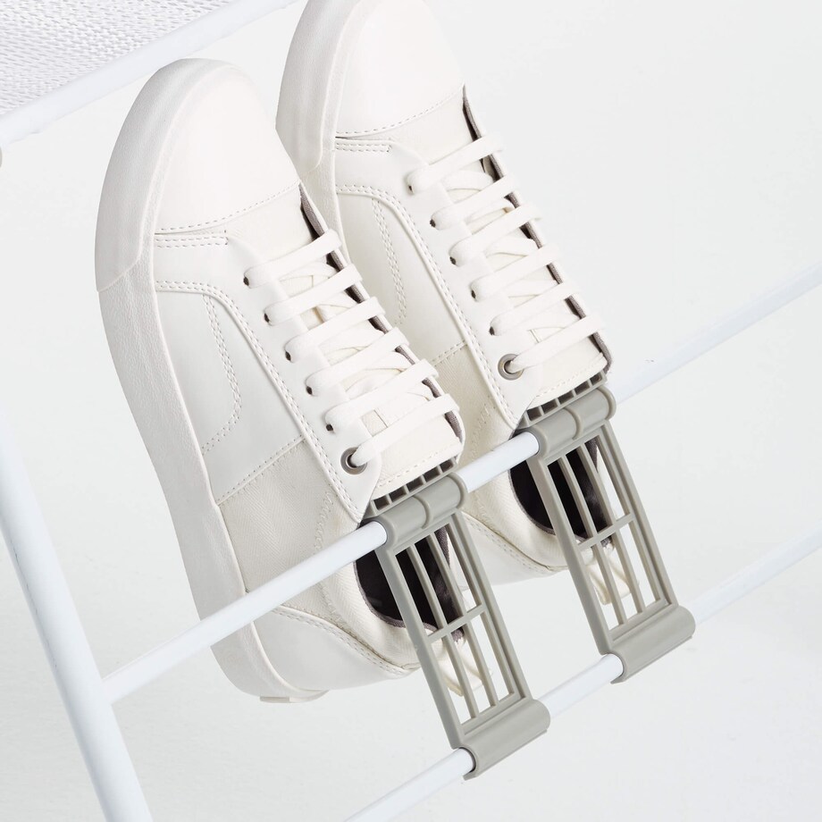 Suszarka na pranie z uchwytami na buty Rayen - 145 x 61 cm, Biały