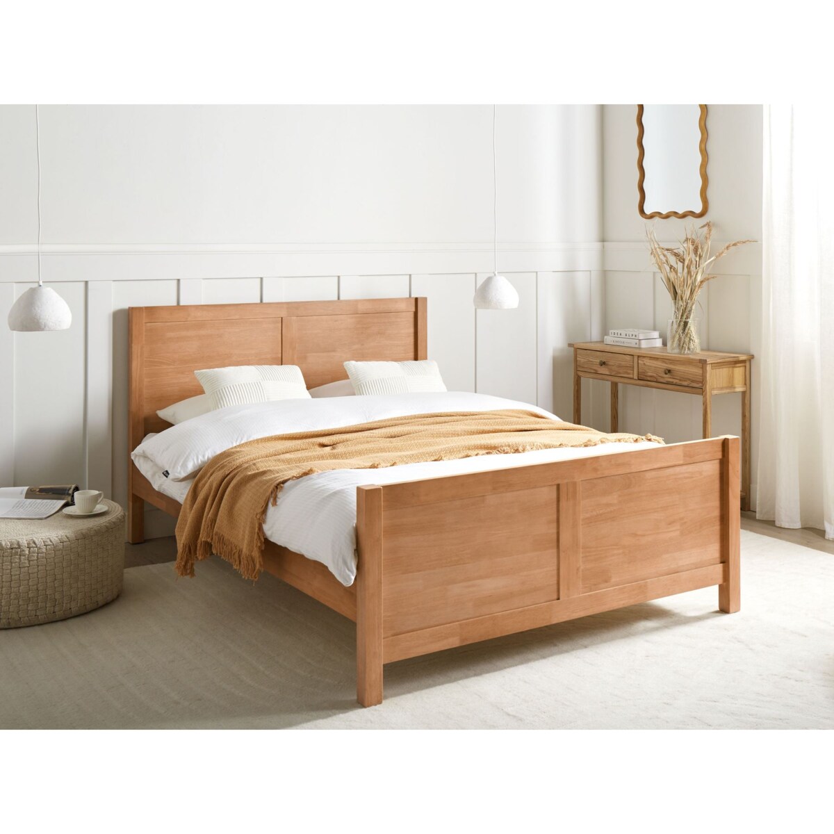 Łóżko Drewno CHAMPAGNAT 140 x 200 cm Jasne drewno