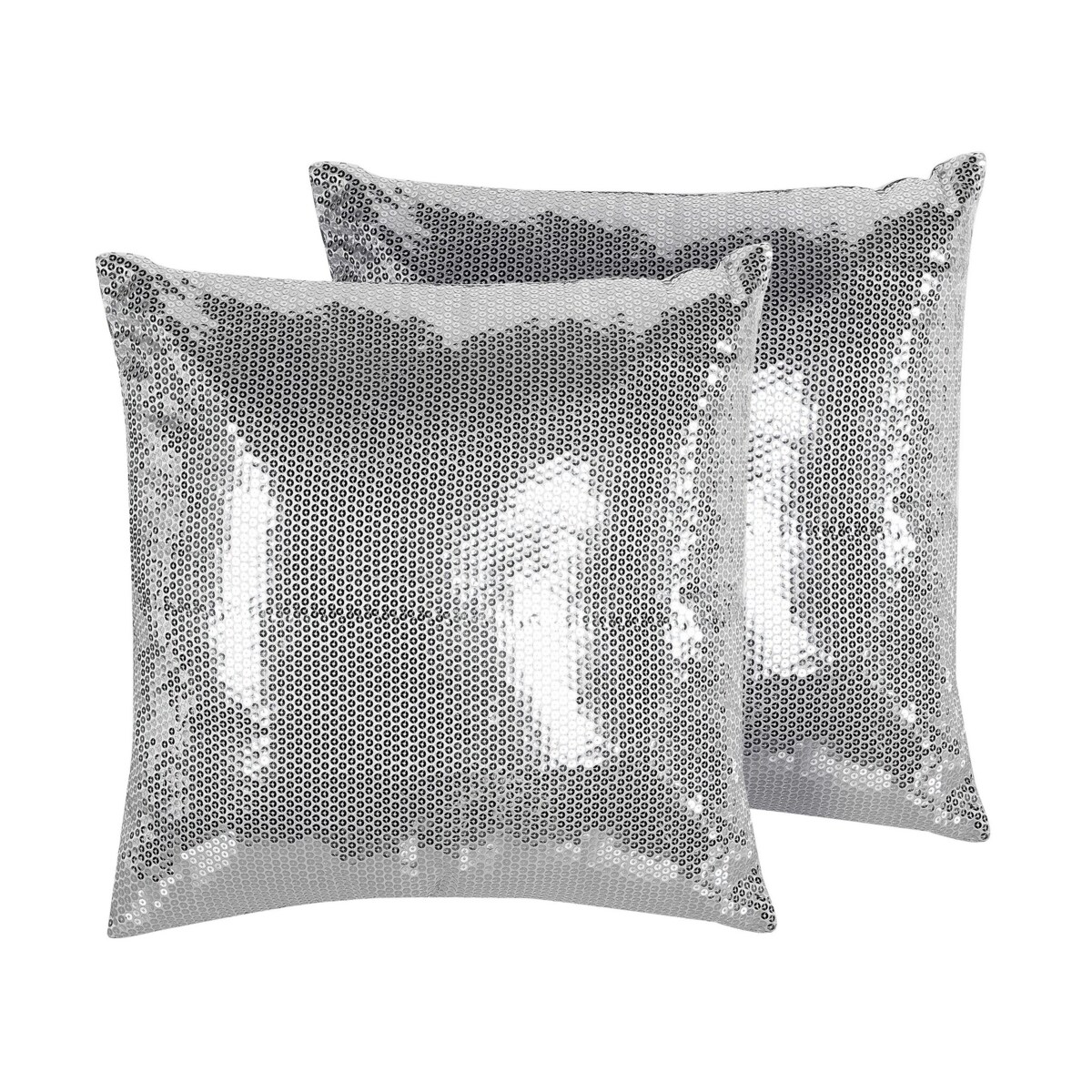 2 poduszki dekoracyjne w cekiny 45 x 45 cm srebrne ASTER