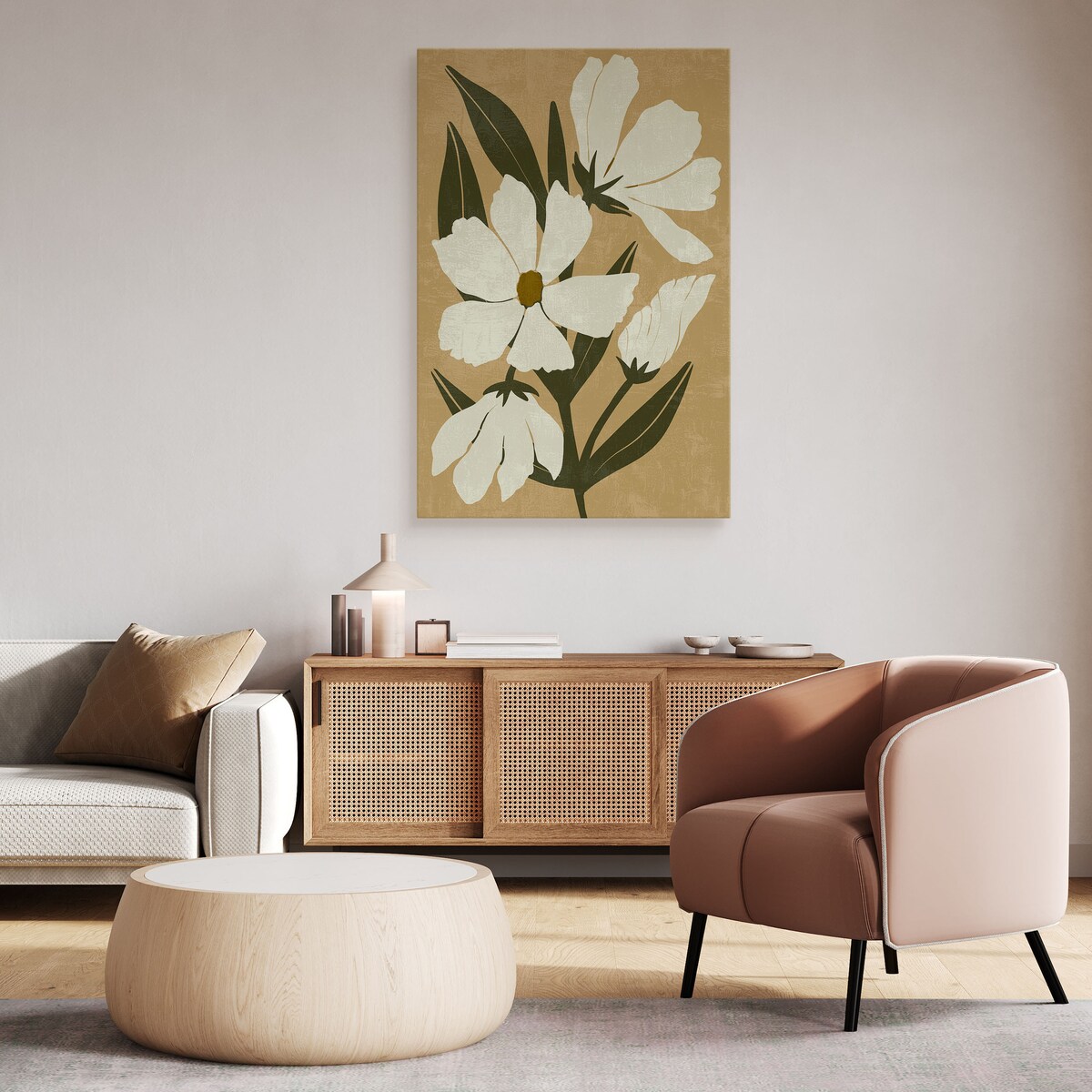 Obraz Białe Malownicze Akwarelowe Kwiaty 30x40cm