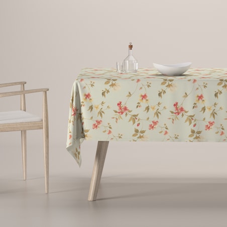 Obrus prostokątny 100 x 100 cm kwiatki na jasno-błękitnym tle